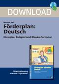 Förderplan: Deutsch - Hinweise, Beispiel und Blanko-Formular, 